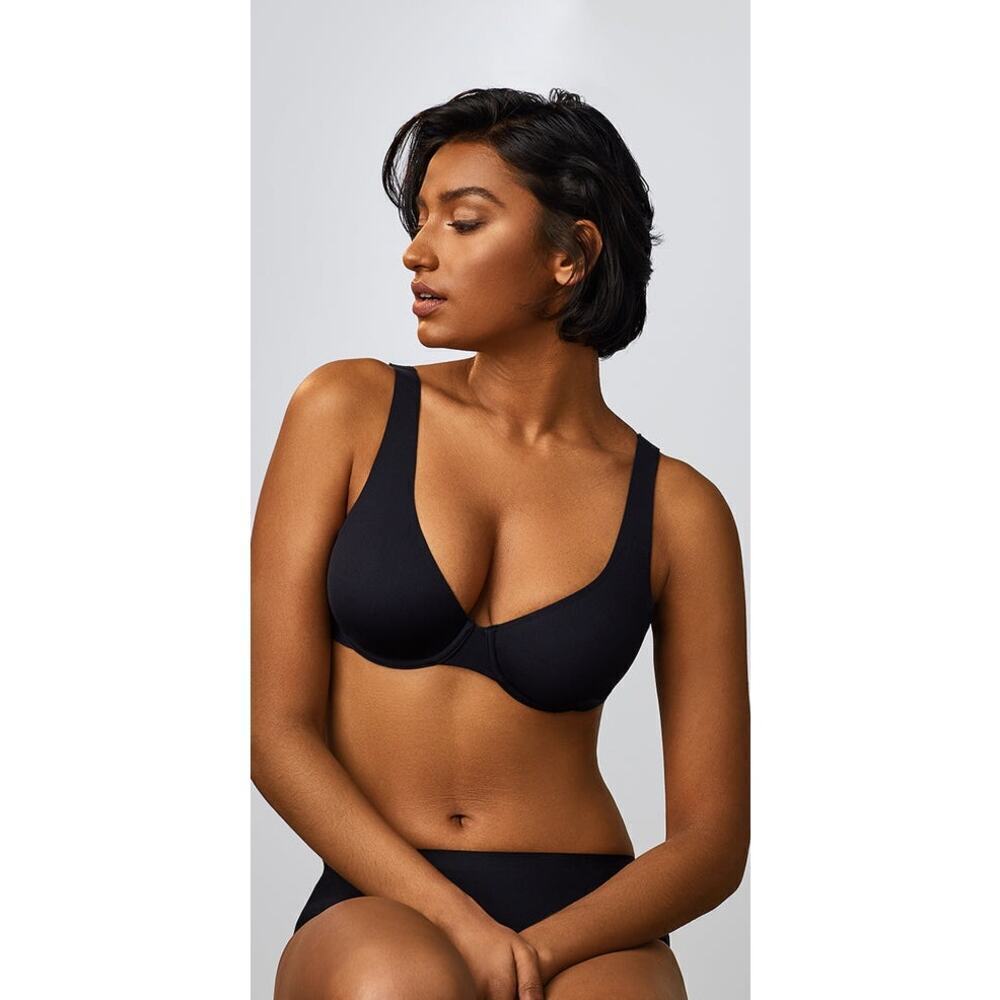 Le Mystere Smooth Shape Unlined Underwire Bra Adjustable Black Size 32DD NWT